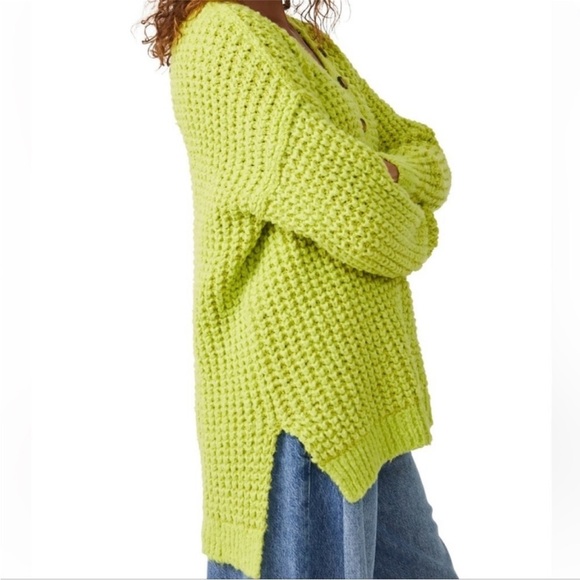 Free People WHISTLE THERMAL HENLEY in Acid Lime - Picture 10 of 11